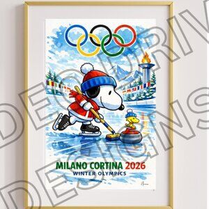 11x17 Snoopy & Woodstock Winter Olympics Print Milano Cortina 2026 Limited Ed.